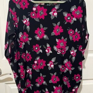 Floral Black and Pink Women's Top